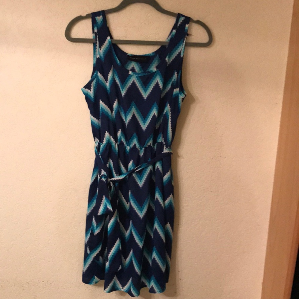 Blue with pattern mini dress.